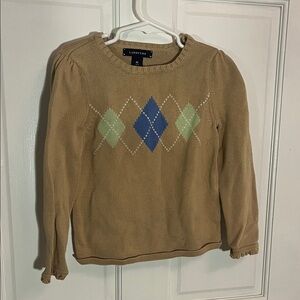 Lands' End Camel Sweater with Argyle Design